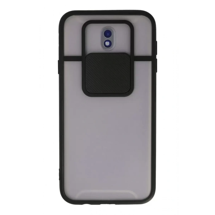 Samsung Galaxy J7 Pro / J730 Kılıf Palm Buzlu Kamera Sürgülü Silikon - Siyah