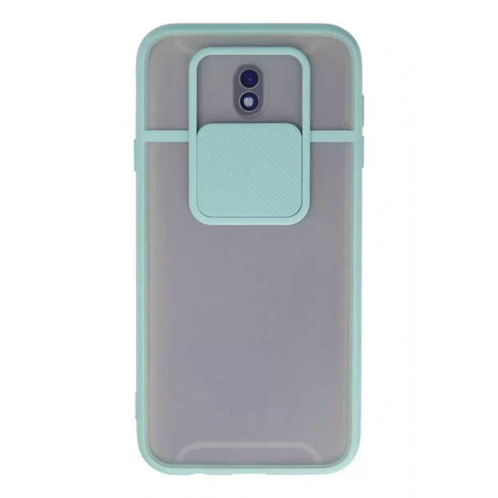 Samsung Galaxy J7 Pro / J730 Kılıf Palm Buzlu Kamera Sürgülü Silikon - Turkuaz