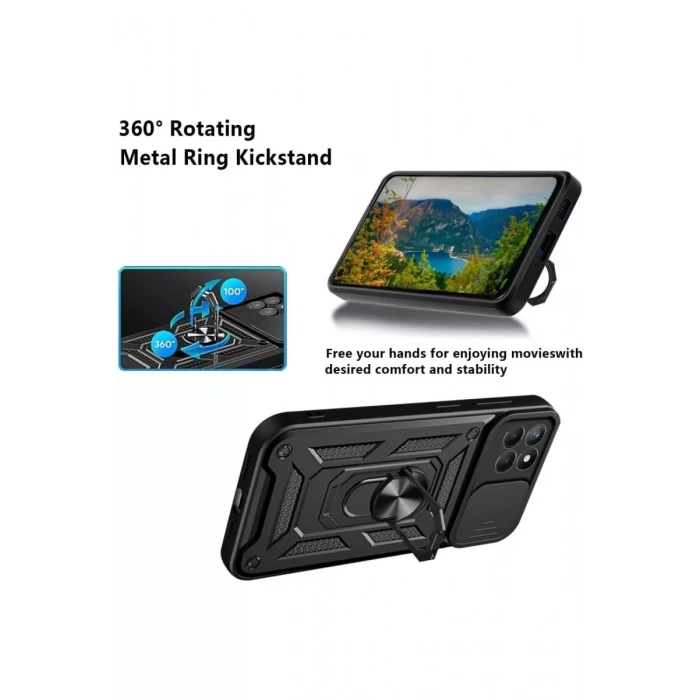 Samsung Galaxy M15 Kılıf Pars Lens Yüzüklü Silikon - Gold