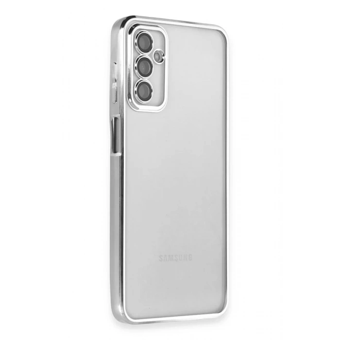 Samsung Galaxy M23 Kılıf Lensli Silikon - Gümüş
