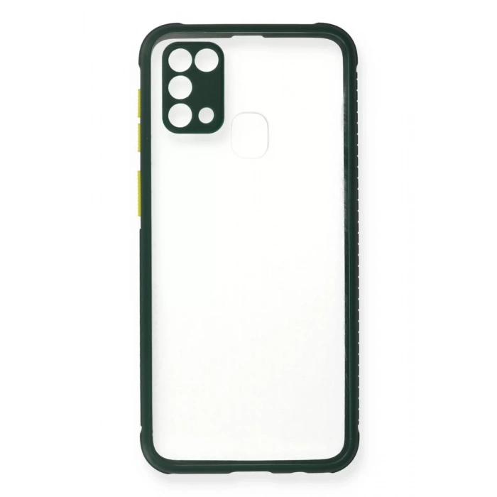 Samsung Galaxy M31 Kılıf Miami Şeffaf Silikon - Koyu Yeşil