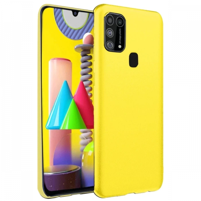 Samsung Galaxy M31 Kılıf Nano içi Kadife Silikon - Sarı