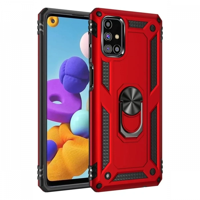 Samsung Galaxy M31S Kılıf Sofya Yüzüklü Silikon Kapak - Kırmızı