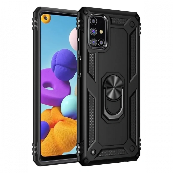 Samsung Galaxy M31S Kılıf Sofya Yüzüklü Silikon Kapak - Siyah