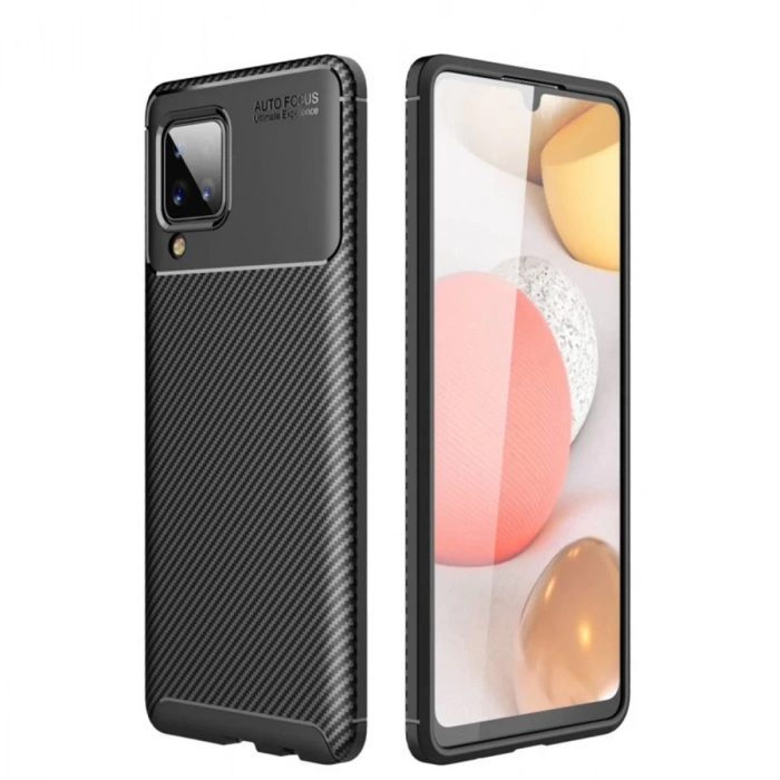 Samsung Galaxy M33 Kılıf Auto Focus Karbon Kapak - Siyah