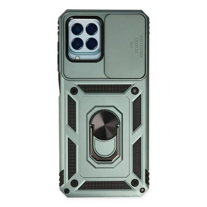 Samsung Galaxy M33 Kılıf Pars Lens Yüzüklü Silikon - Yeşil