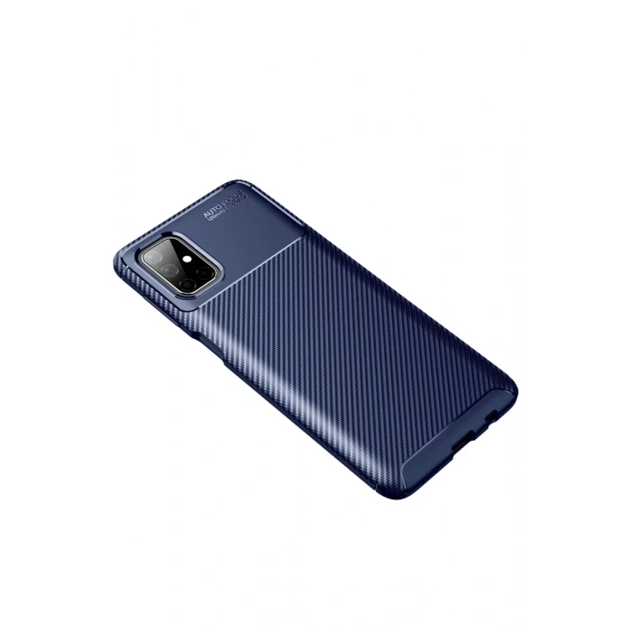 Samsung Galaxy M51 Kılıf Auto Focus Karbon Kapak - Lacivert