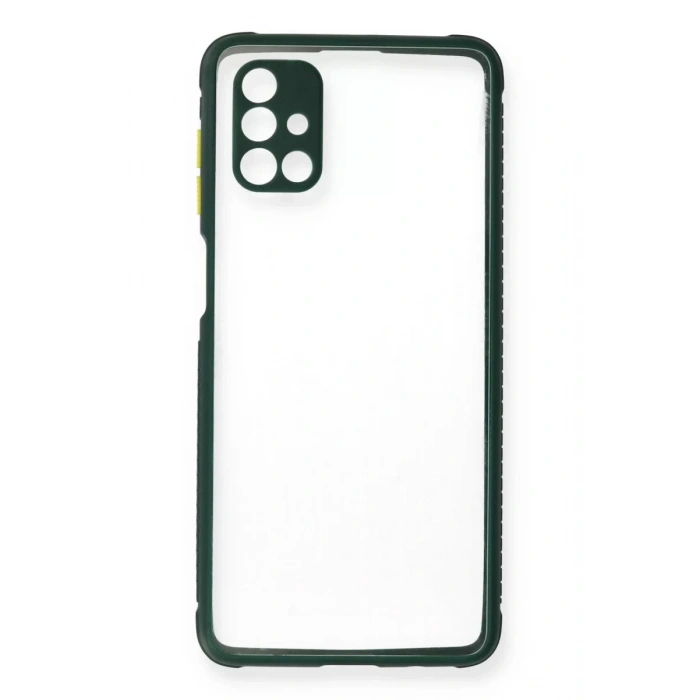 Samsung Galaxy M51 Kılıf Miami Şeffaf Silikon - Koyu Yeşil