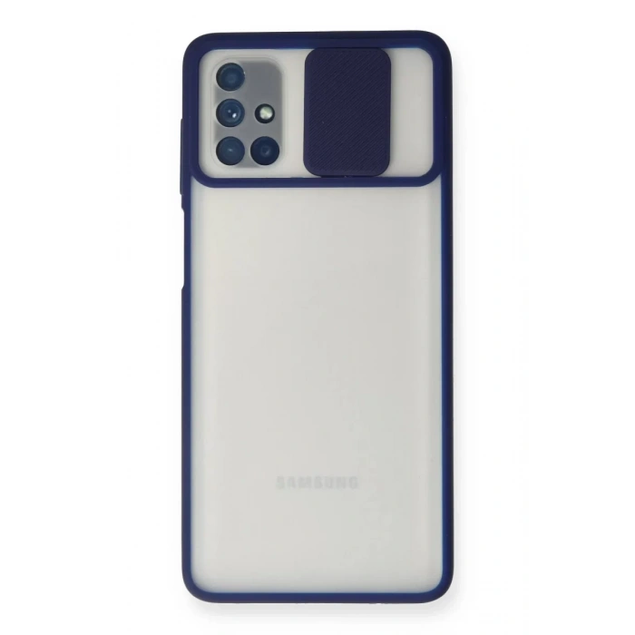 Samsung Galaxy M51 Kılıf Palm Buzlu Kamera Sürgülü Silikon - Lacivert