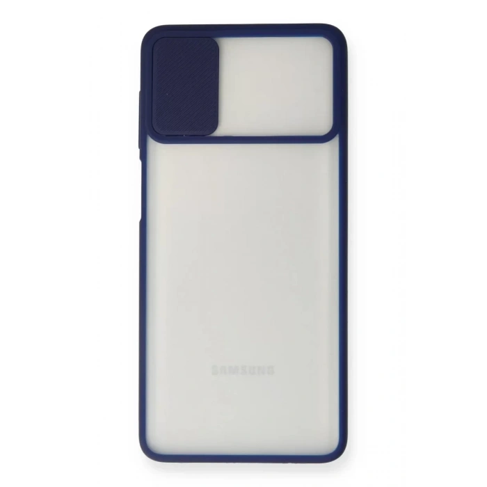 Samsung Galaxy M51 Kılıf Palm Buzlu Kamera Sürgülü Silikon - Lacivert