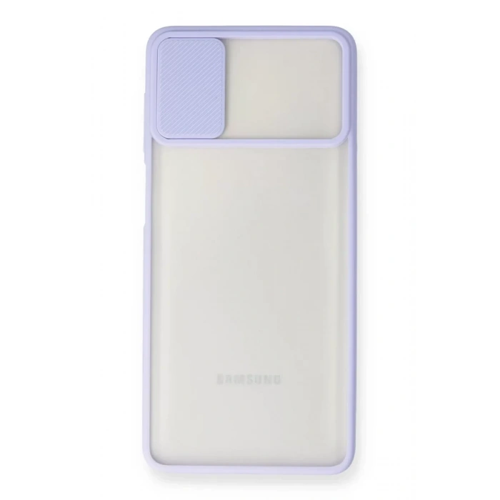 Samsung Galaxy M51 Kılıf Palm Buzlu Kamera Sürgülü Silikon - Lila