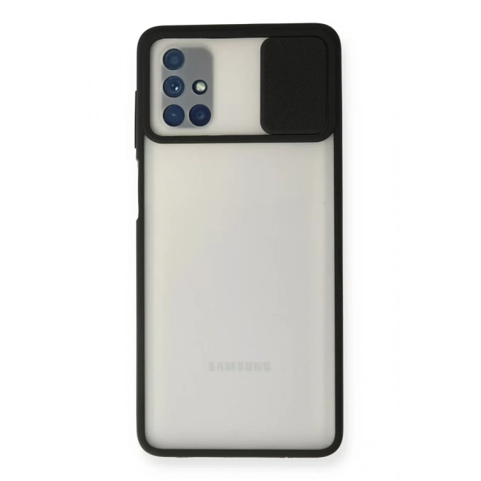 Samsung Galaxy M51 Kılıf Palm Buzlu Kamera Sürgülü Silikon - Siyah