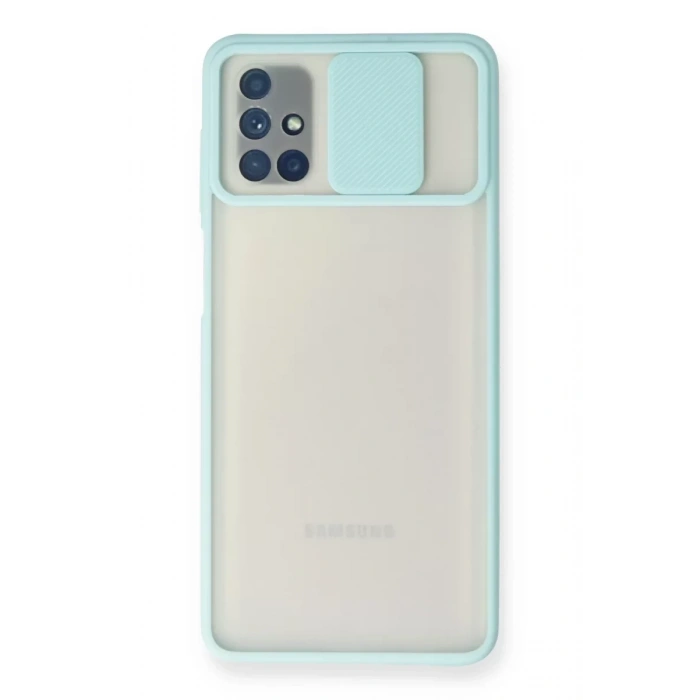 Samsung Galaxy M51 Kılıf Palm Buzlu Kamera Sürgülü Silikon - Turkuaz