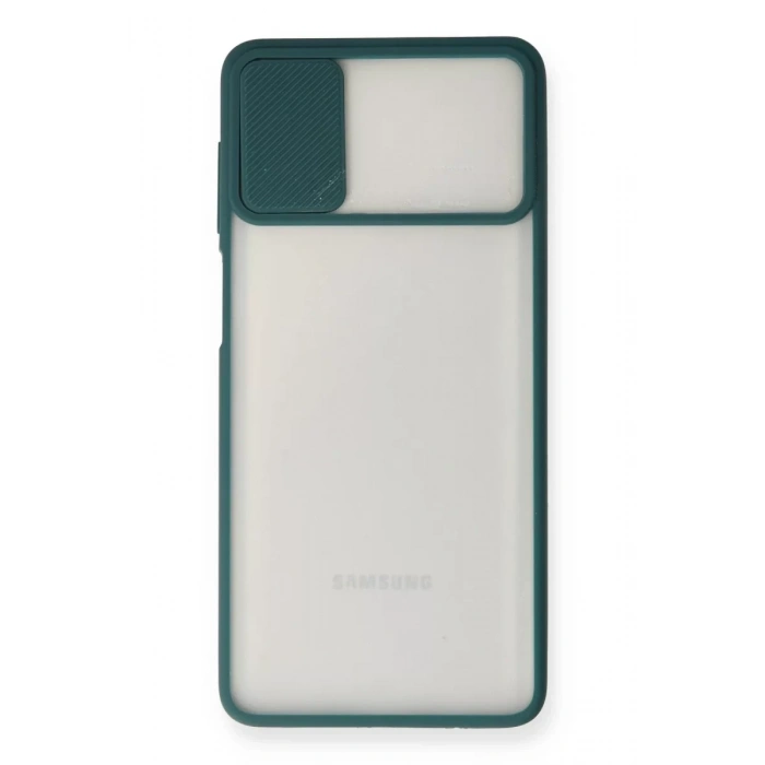 Samsung Galaxy M51 Kılıf Palm Buzlu Kamera Sürgülü Silikon - Yeşil