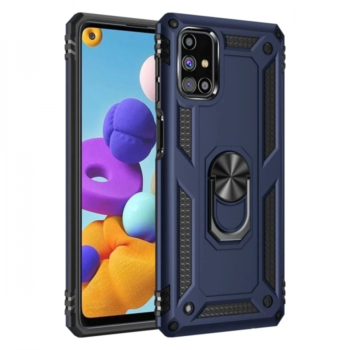 Samsung Galaxy M51 Kılıf Sofya Yüzüklü Silikon Kapak - Lacivert