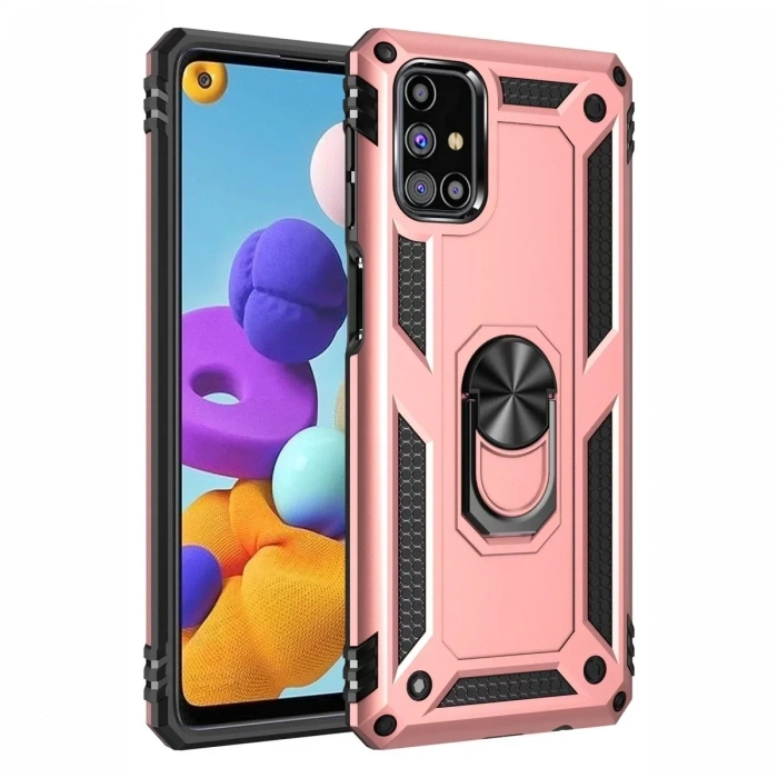 Samsung Galaxy M51 Kılıf Sofya Yüzüklü Silikon Kapak - Rose