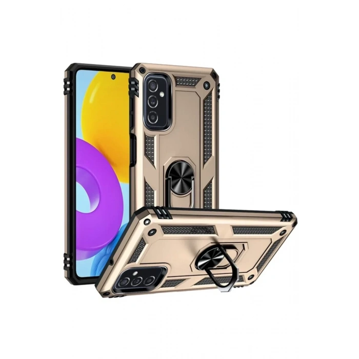 Samsung Galaxy M52 5G Kılıf Sofya Yüzüklü Silikon Kapak - Gold