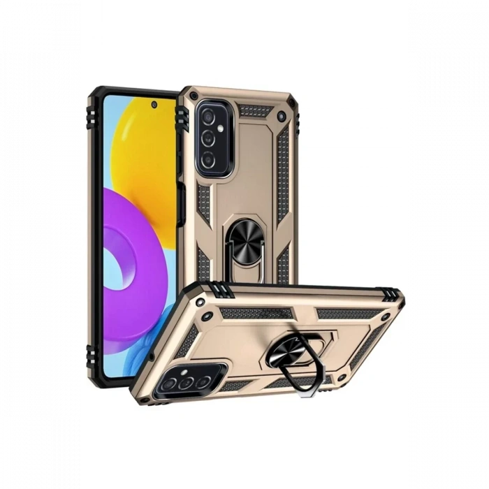 Samsung Galaxy M52 5G Kılıf Sofya Yüzüklü Silikon Kapak - Gold