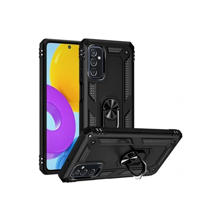 Samsung Galaxy M52 5G Kılıf Sofya Yüzüklü Silikon Kapak - Siyah