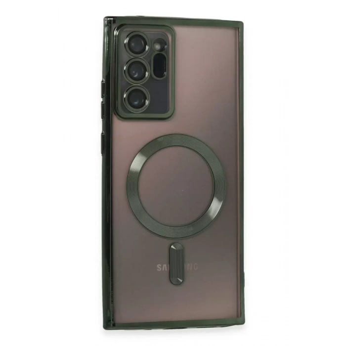 Samsung Galaxy Note 20 Ultra Kılıf Kross Magneticsafe Kapak - Koyu Yeşil