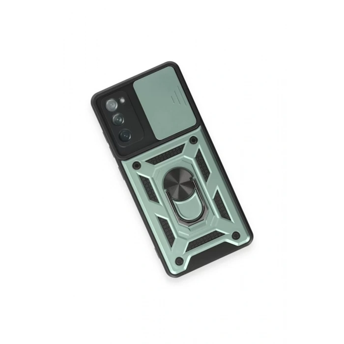 Samsung Galaxy S20 FE Kılıf Pars Lens Yüzüklü Silikon - Yeşil