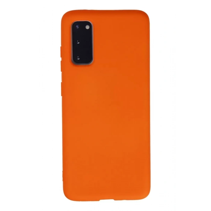 Samsung Galaxy S20 Kılıf Nano içi Kadife Silikon - Turuncu