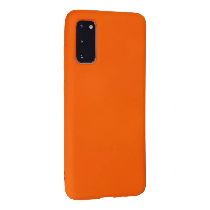 Samsung Galaxy S20 Kılıf Nano içi Kadife Silikon - Turuncu