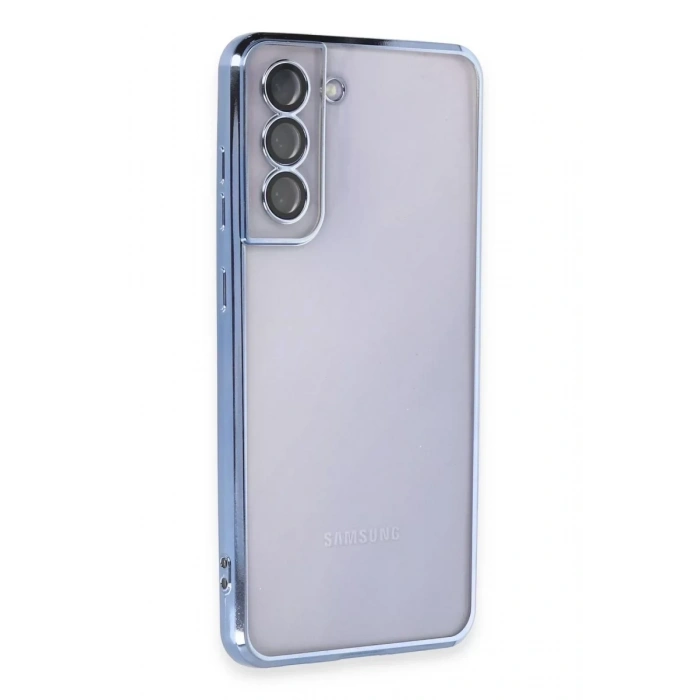 Samsung Galaxy S21 FE Kılıf Lensli Silikon - Açık Mavi
