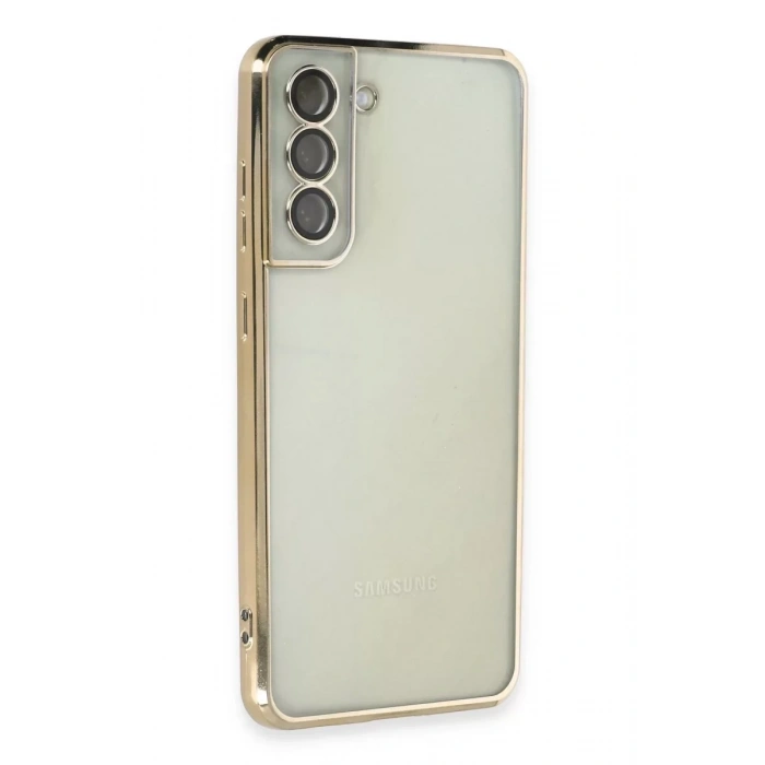 Samsung Galaxy S21 FE Kılıf Lensli Silikon - Gold