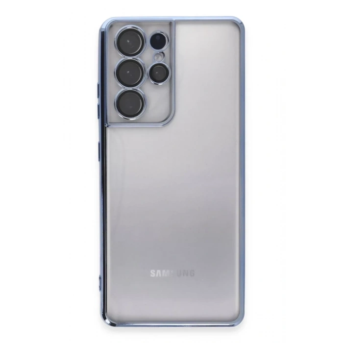 Samsung Galaxy S21 Ultra Kılıf Lensli Silikon - Açık Mavi