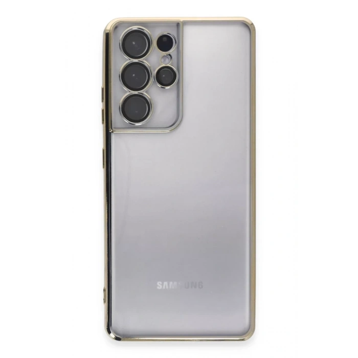 Samsung Galaxy S21 Ultra Kılıf Lensli Silikon - Gold
