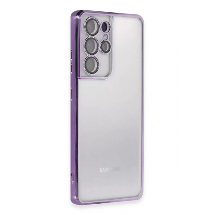 Samsung Galaxy S21 Ultra Kılıf Lensli Silikon - Mor
