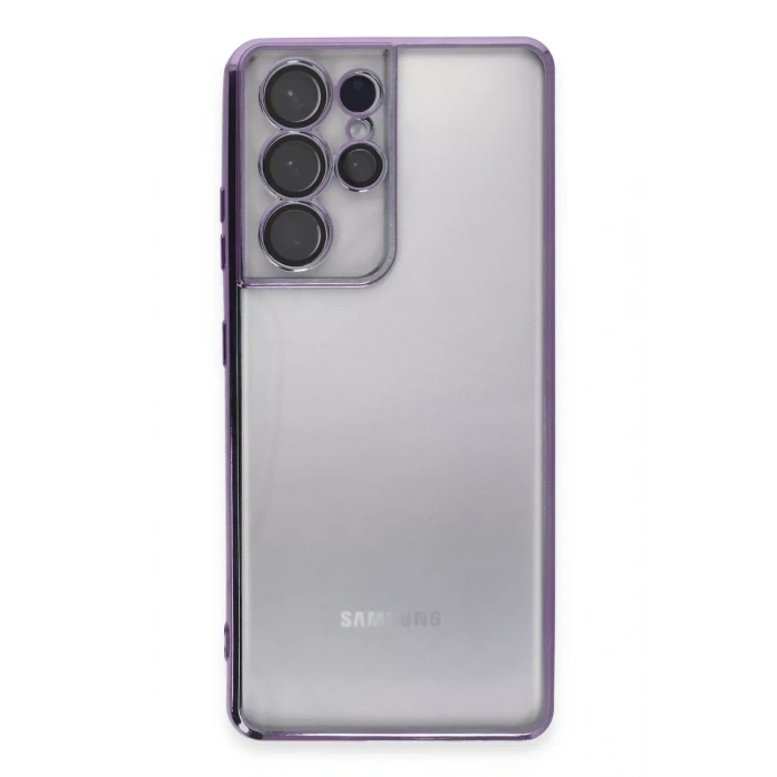 Samsung Galaxy S21 Ultra Kılıf Lensli Silikon - Mor