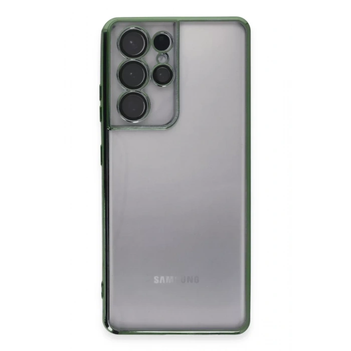 Samsung Galaxy S21 Ultra Kılıf Lensli Silikon - Yeşil