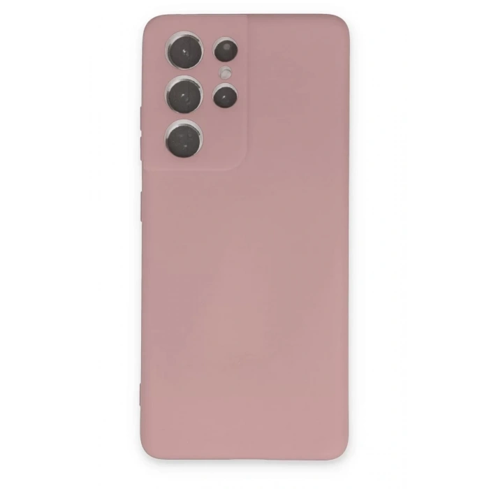 Samsung Galaxy S21 Ultra Kılıf Nano içi Kadife Silikon - Pudra