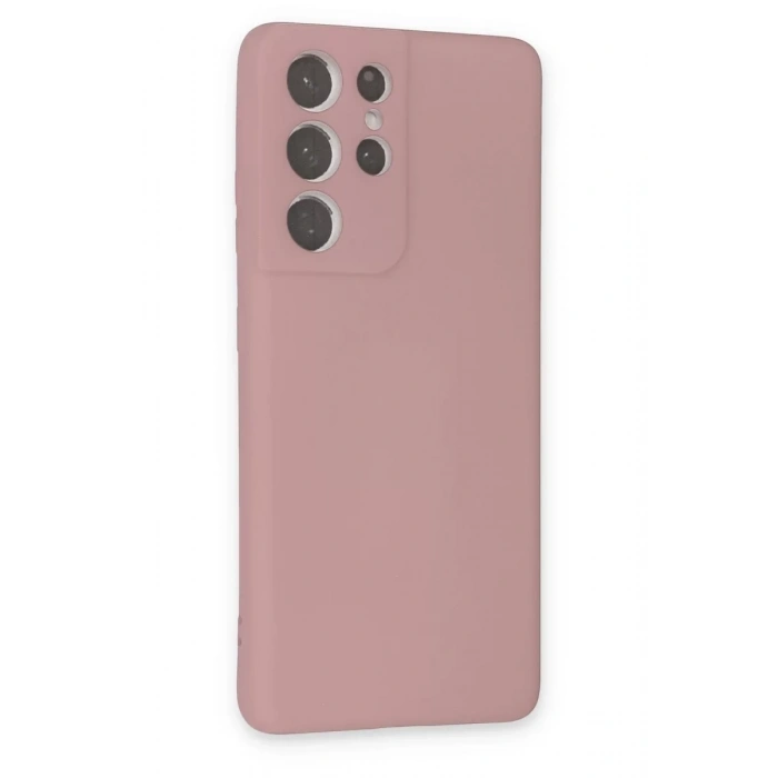 Samsung Galaxy S21 Ultra Kılıf Nano içi Kadife Silikon - Pudra