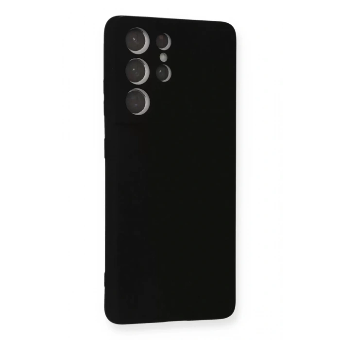 Samsung Galaxy S21 Ultra Kılıf Nano içi Kadife Silikon - Siyah