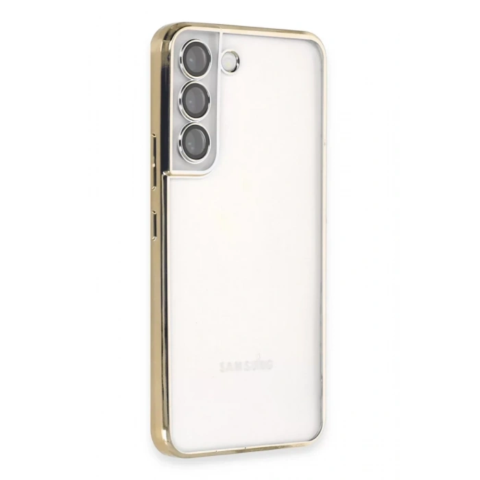 Samsung Galaxy S22 Kılıf Lensli Silikon - Gold