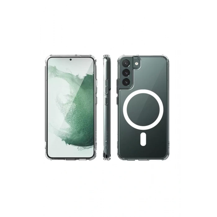 Samsung Galaxy S22 Kılıf Magneticsafe Şeffaf Silikon - Şeffaf