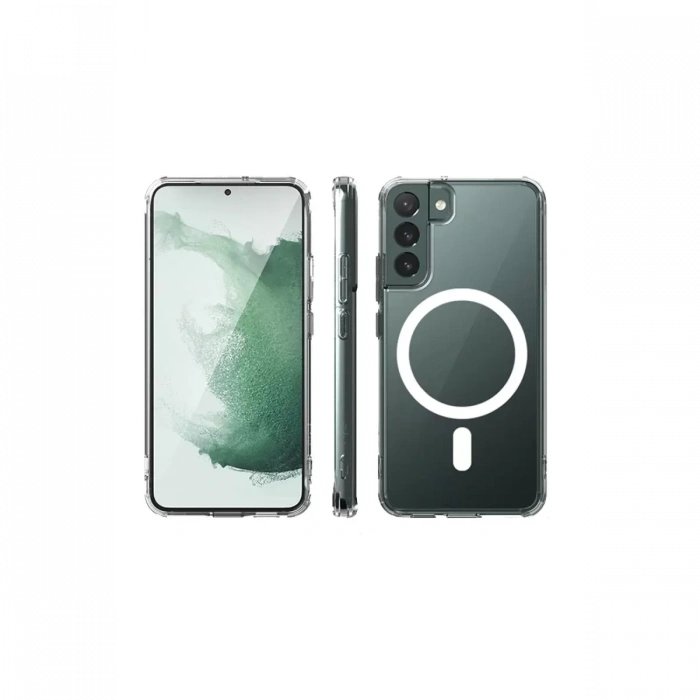 Samsung Galaxy S22 Kılıf Magneticsafe Şeffaf Silikon - Şeffaf