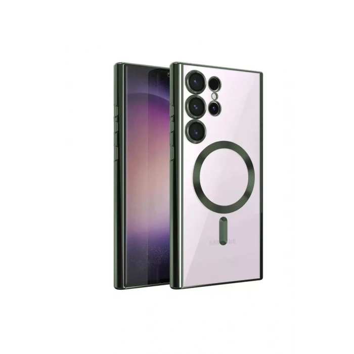 Samsung Galaxy S22 Ultra Kılıf Kross Magneticsafe Kapak - Koyu Yeşil