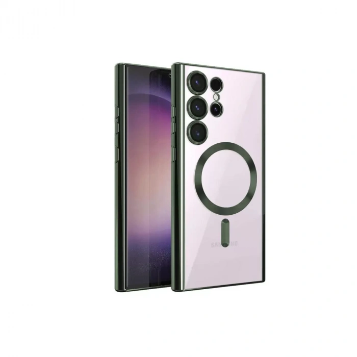 Samsung Galaxy S22 Ultra Kılıf Kross Magneticsafe Kapak - Koyu Yeşil