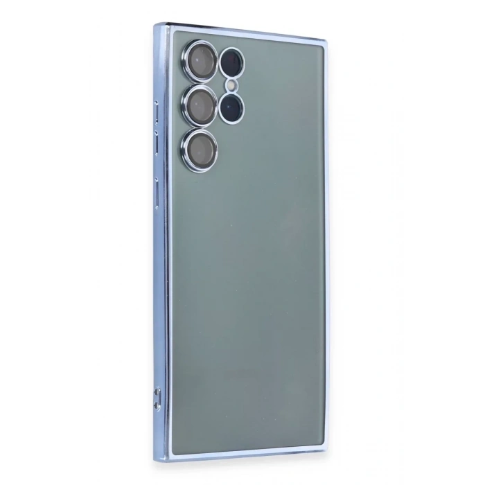 Samsung Galaxy S22 Ultra Kılıf Lensli Silikon - Açık Mavi