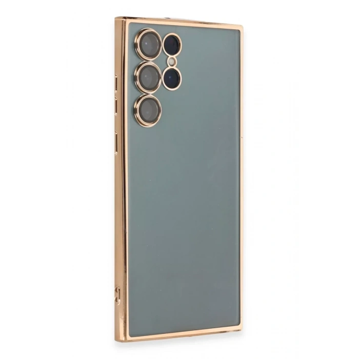 Samsung Galaxy S22 Ultra Kılıf Lensli Silikon - Gold