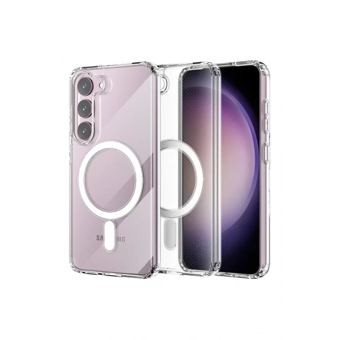 Samsung Galaxy S23 Kılıf Magneticsafe Şeffaf Silikon - Şeffaf