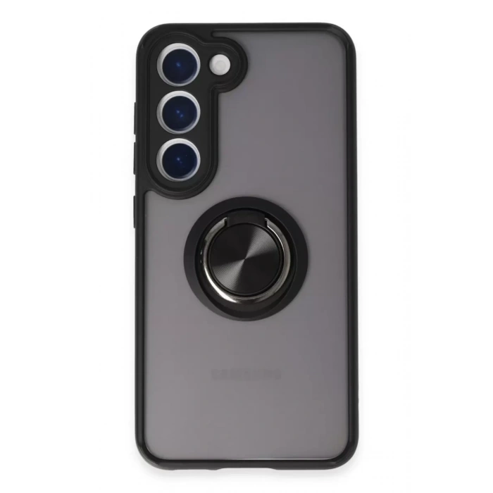 Samsung Galaxy S23 Kılıf Montreal Yüzüklü Silikon Kapak - Siyah