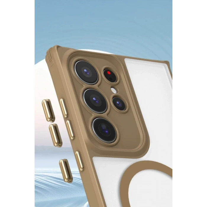 Samsung Galaxy S23 Ultra Kılıf Enka Magsafe Silikon Kılıf - Desert