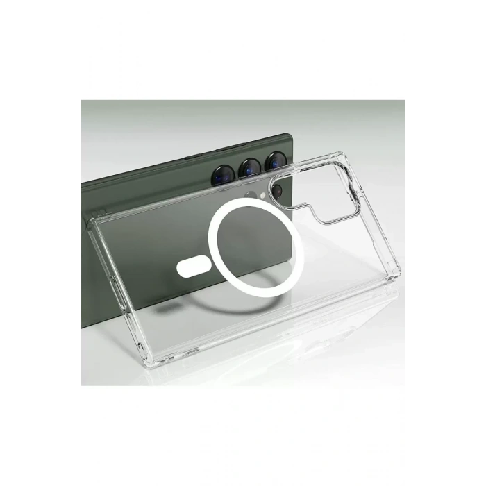 Samsung Galaxy S23 Ultra Kılıf Magneticsafe Şeffaf Silikon - Şeffaf