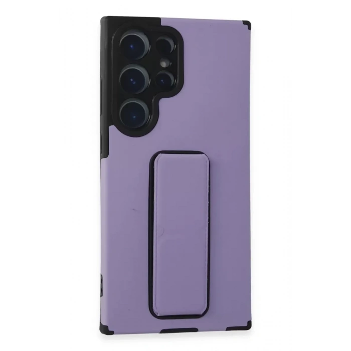 Samsung Galaxy S23 Ultra Kılıf Mega Standlı Silikon - Lila
