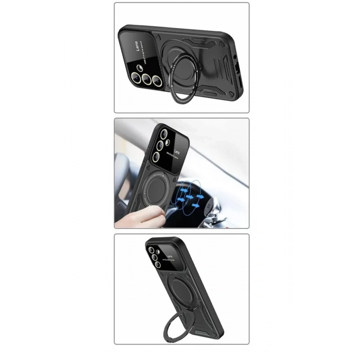 Samsung Galaxy S24 FE Kılıf Joy Lens Standlı Kapak - Kırmızı